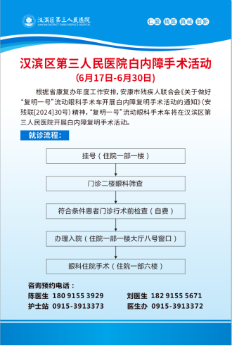 医讯:汉滨区第三人民医院开展白内障手术